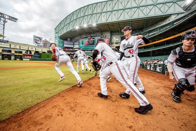 Mules running onto the field in Houston