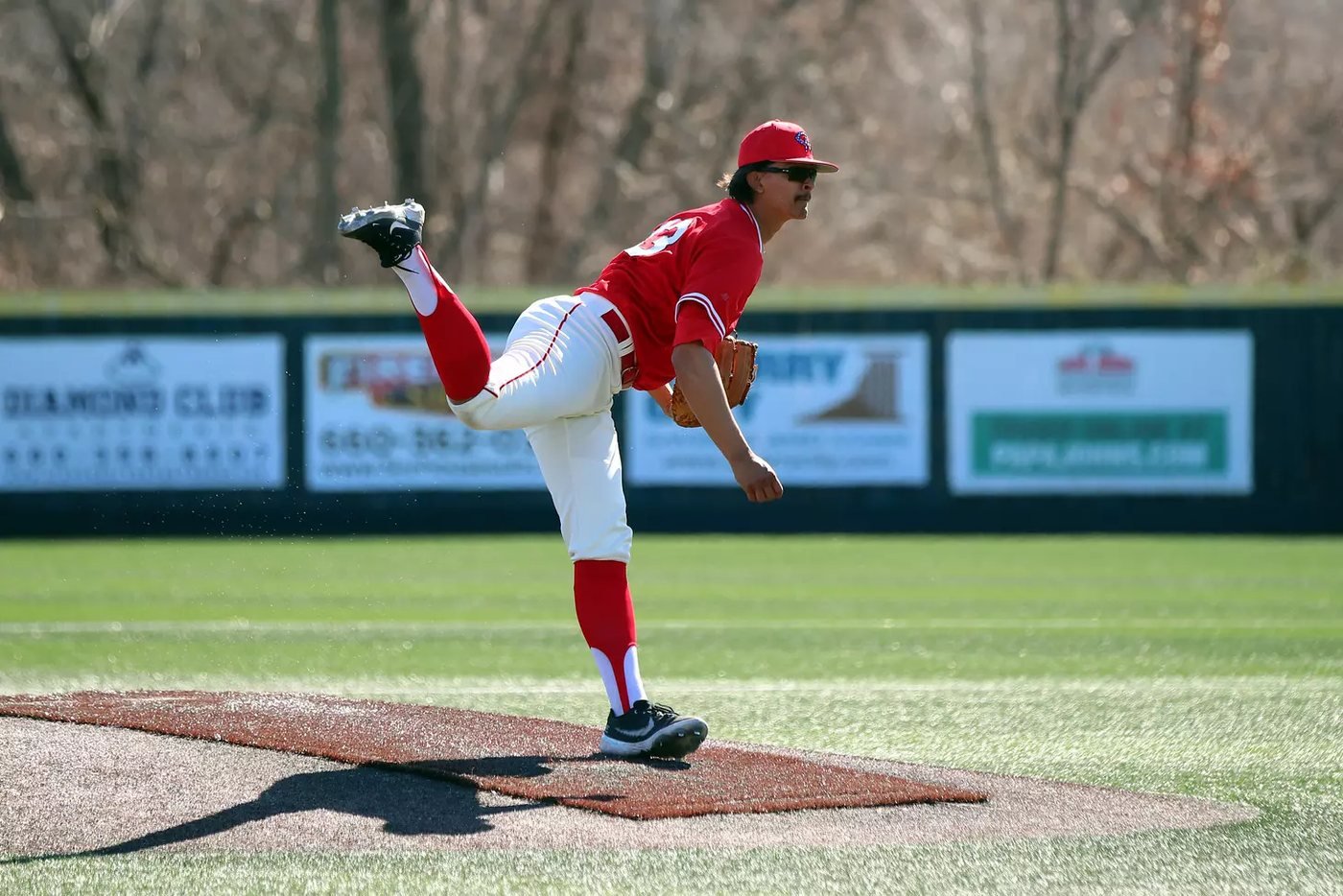 Josh Bortka pitching for the Mules