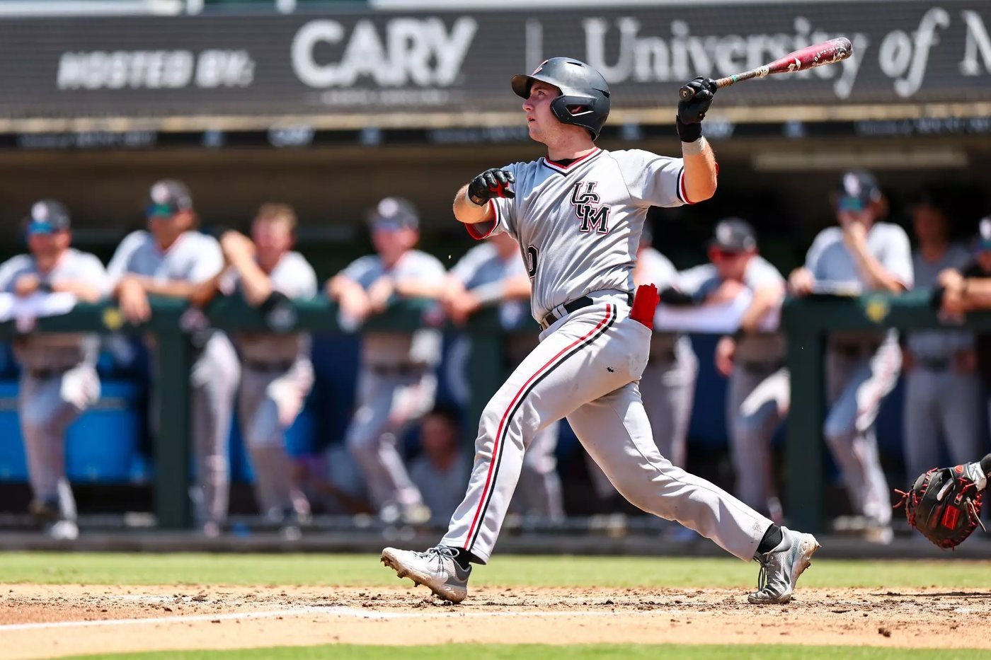 Chase Heath following through on a swing in Cary